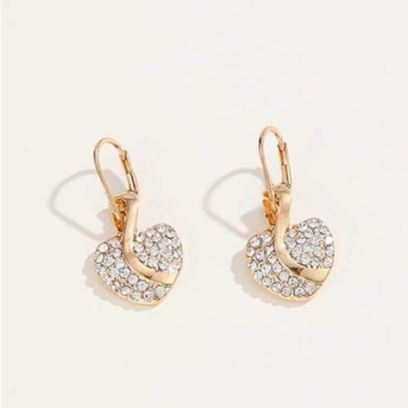 🆕 Gold & Crystal Heart Necklace & Earrings Set!!! Brand New!!!! - Picture 4 of 5